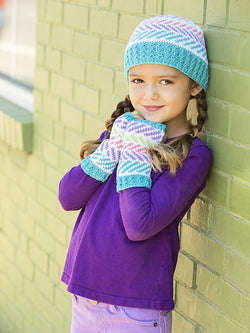Playful Herringbone Hat and Mitts by Universal Yarn
