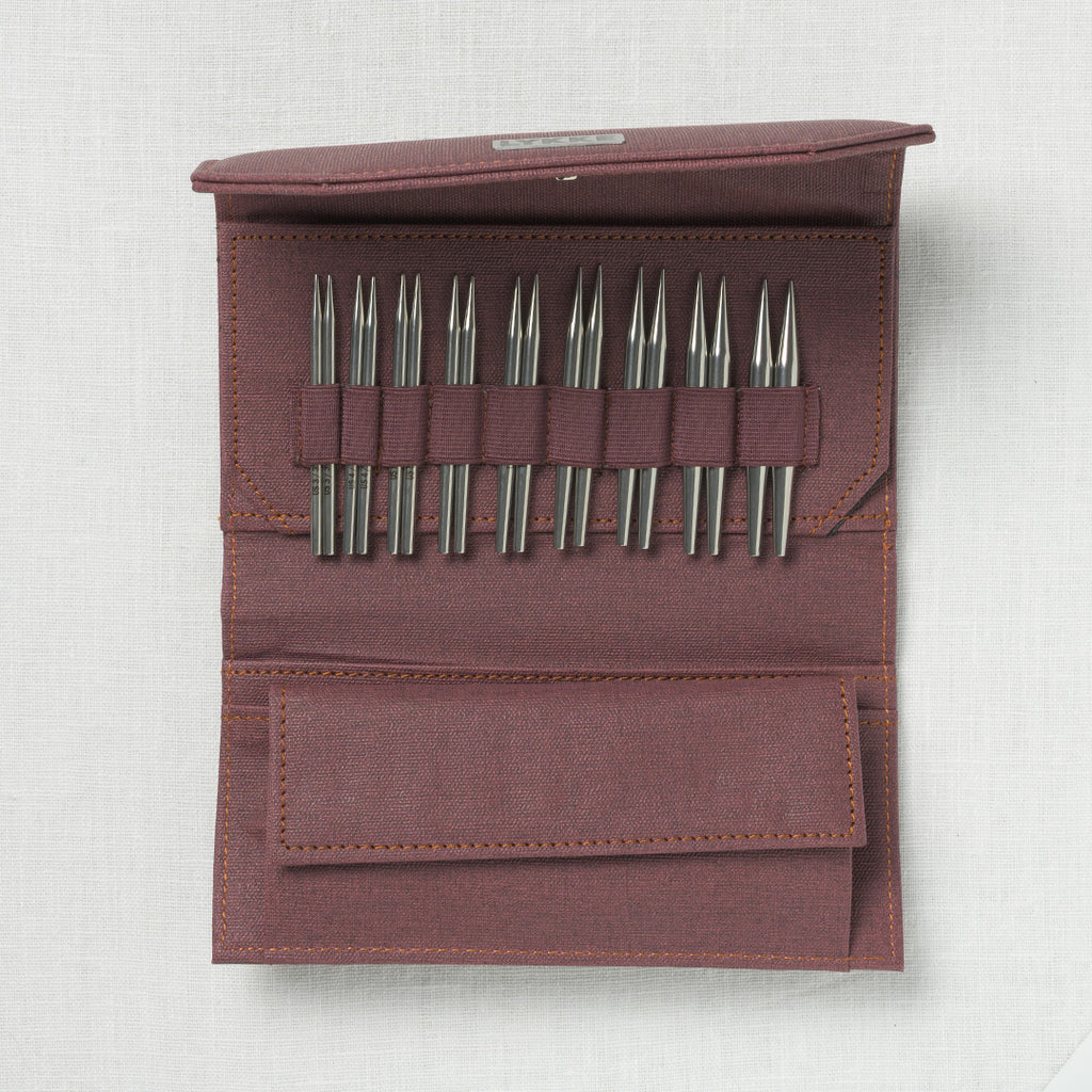 Lykke Flight 3.5" Deluxe Interchangeable Needle Set, US 3-10.5, Maroon