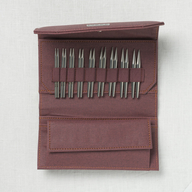 Lykke Flight 3.5" Deluxe Interchangeable Needle Set, US 3-10.5, Maroon