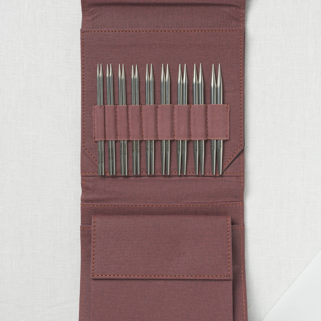 Lykke Flight 5" Deluxe Interchangeable Needle Set, US 3-10.5, Maroon