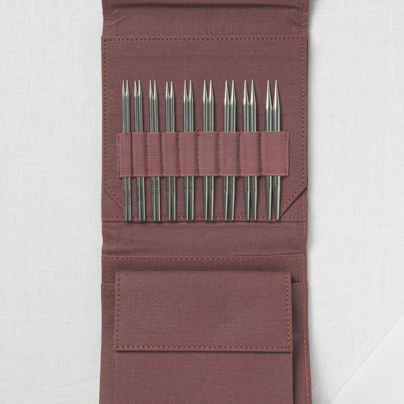 Lykke Flight 5" Deluxe Interchangeable Needle Set, US 3-10.5, Maroon