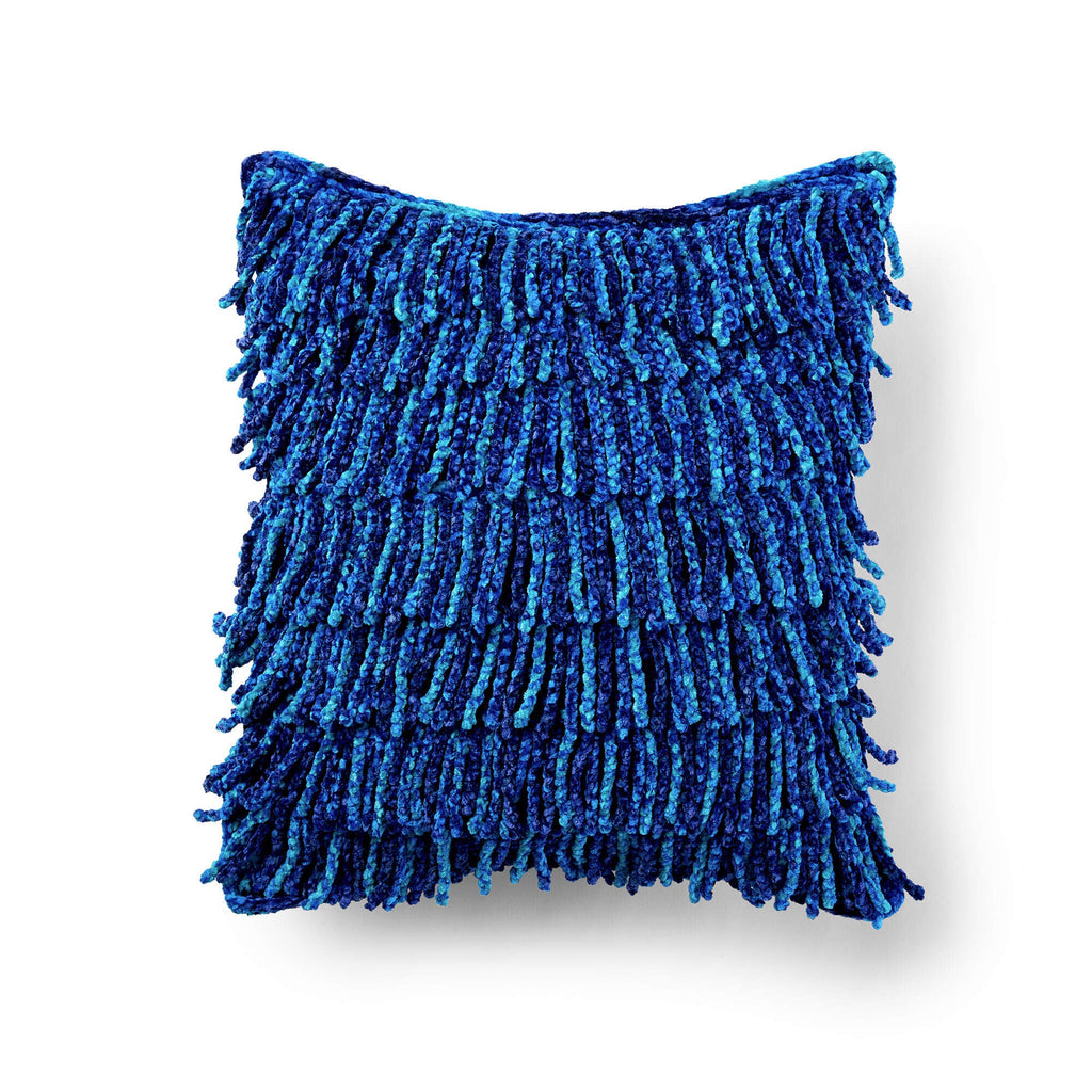 Waterfall Fringe Crochet Cushion by Bernat Design Studio