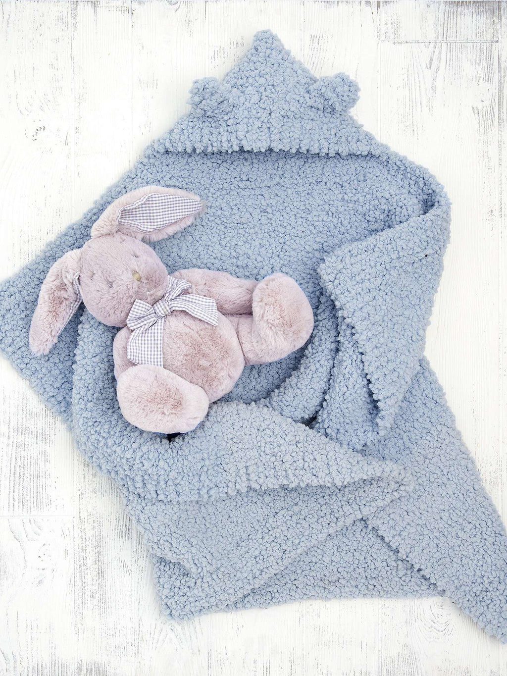 Bear-y Cute Knit Hooded Baby Blanket by Bernat Design Studio