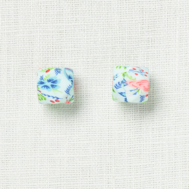 Fox & Pine Small Needle Stitch Stoppers, Blue Floral Hexagon