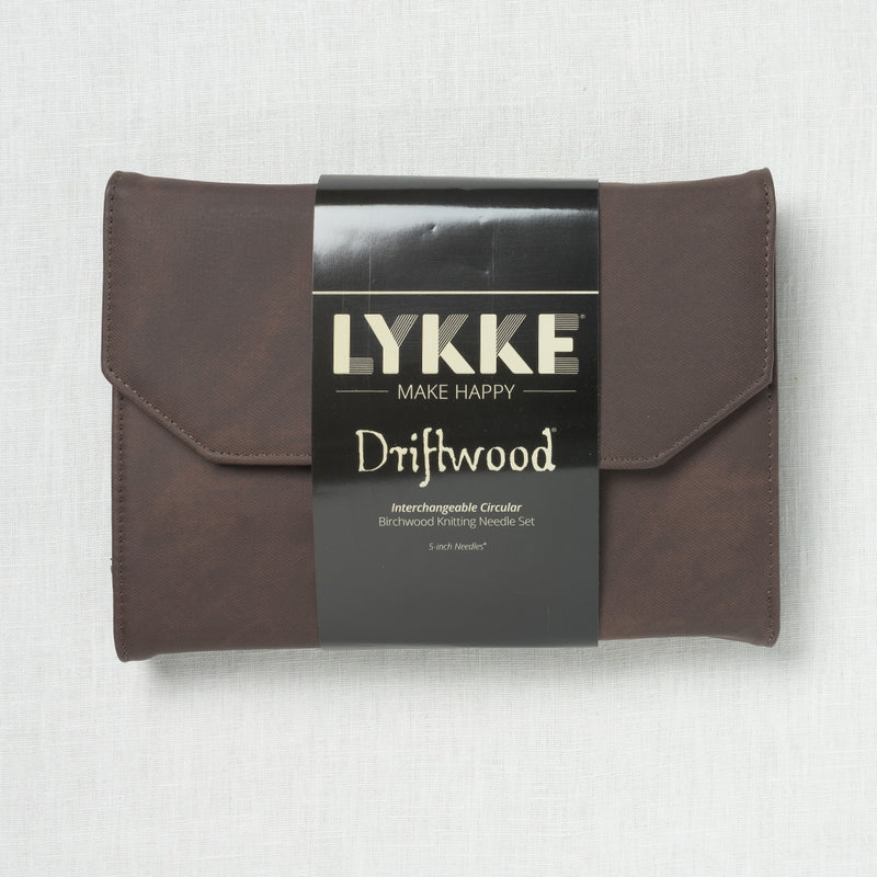 Lykke Driftwood 5" Interchangeable Circular Needle Set, Cacao Vegan Leather Case