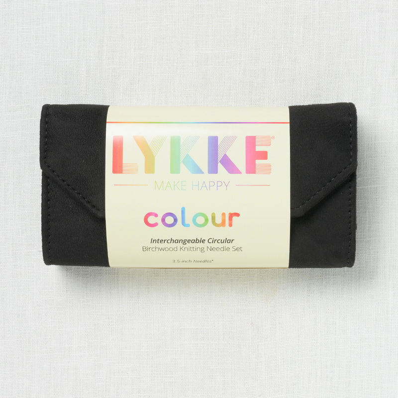 Lykke Colour 3.5" Interchangeable Circular Needle Set, Black Vegan Suede Case