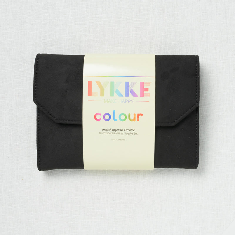 Lykke Colour 5" Interchangeable Circular Needle Set, Black Vegan Suede Case