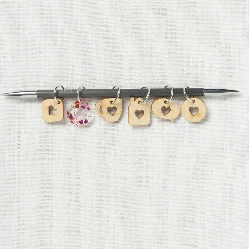 Katrinkles Valentine's Day Wood Heart Cutout Stitch Marker Set