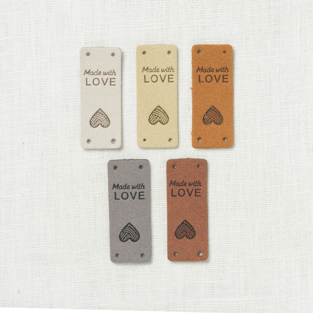 Fox & Pine Faux Suede Made with Love Foldover Tags Neutrals, 5 ct.