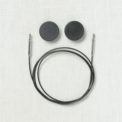 KnitPro (Knitter's Pride) Black Swivel Stainless Steel Interchangeable Cable with Silver Accents