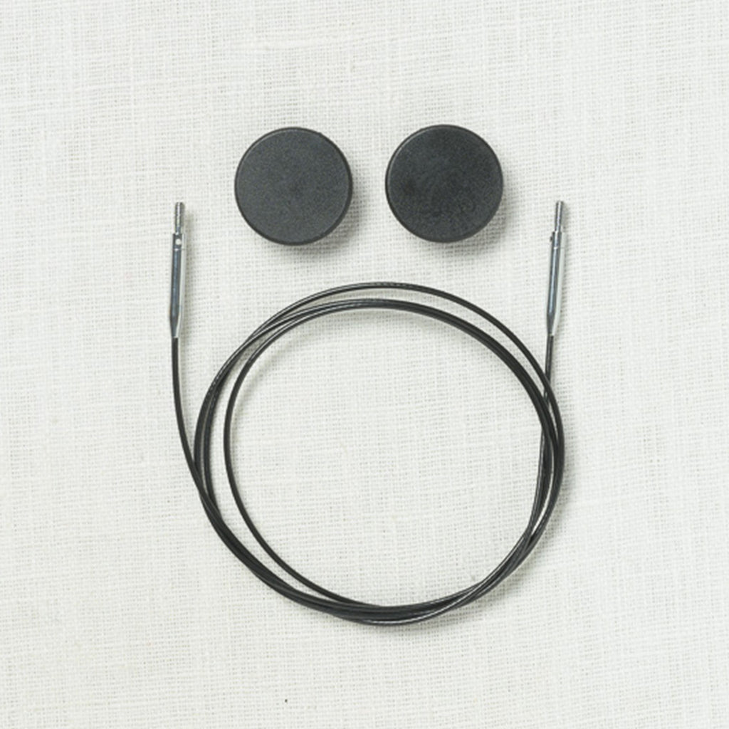 KnitPro (Knitter's Pride) Black Swivel Stainless Steel Interchangeable Cable with Silver Accents