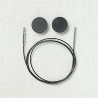 KnitPro (Knitter's Pride) Black Swivel Stainless Steel Interchangeable Cable with Silver Accents