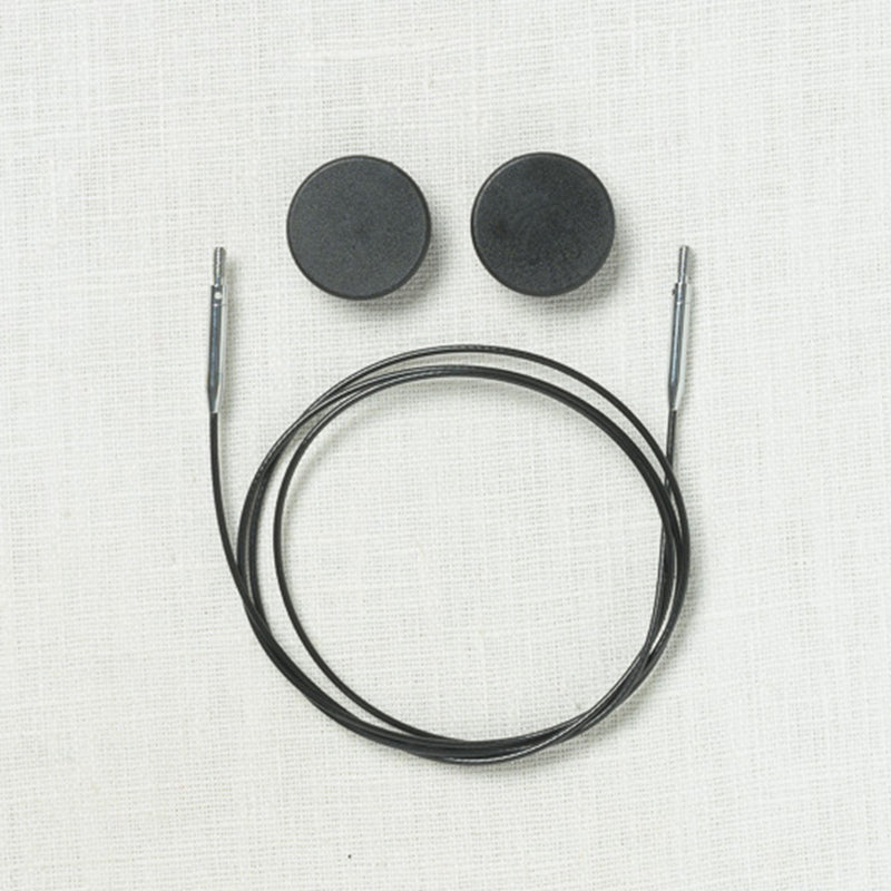 KnitPro (Knitter's Pride) Black Swivel Stainless Steel Interchangeable Cable with Silver Accents