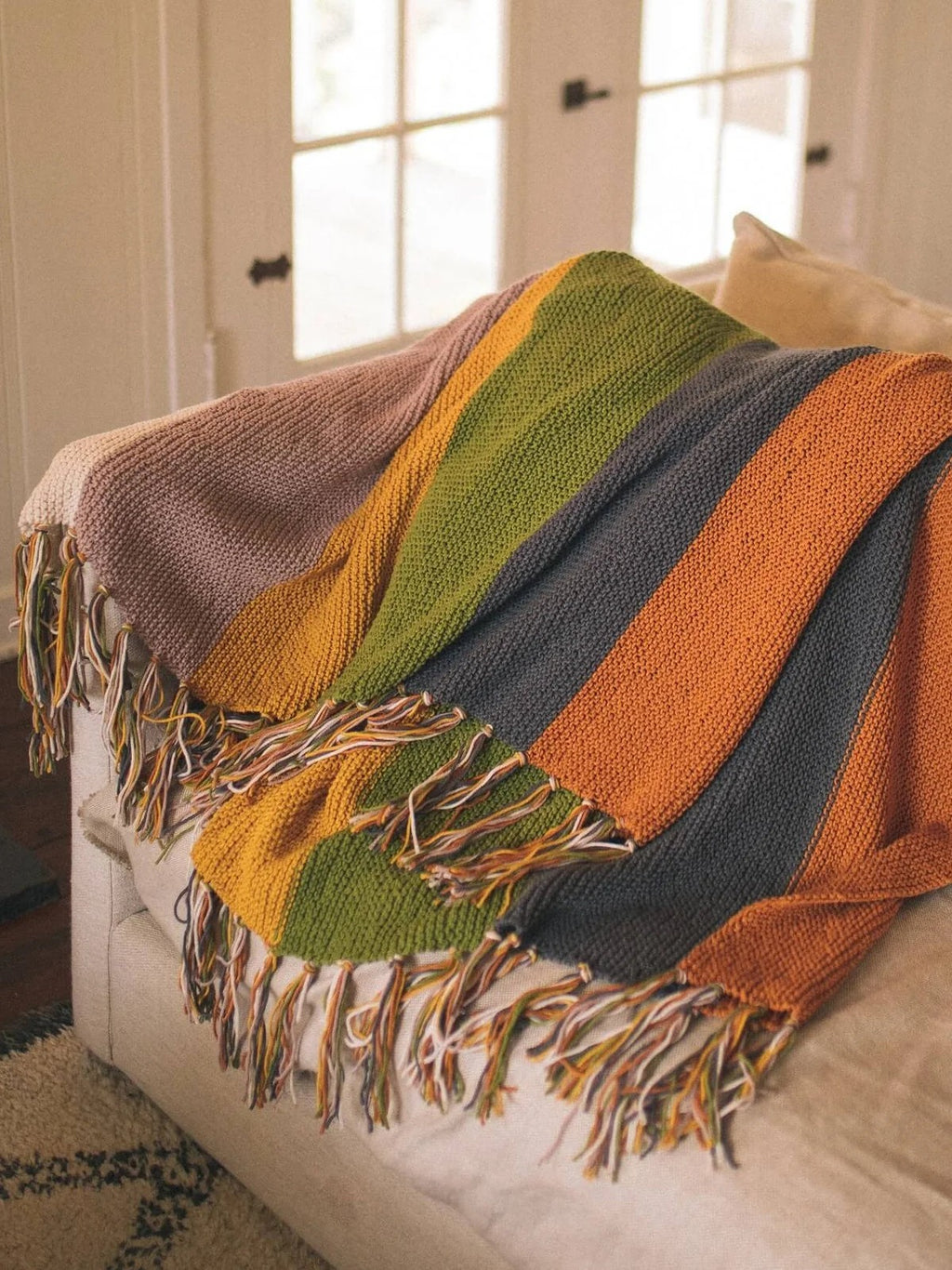 Garter Stitch Striped Throw (Knit) by Lion Brand Yarn