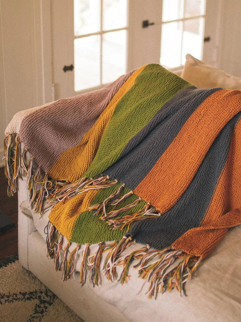 Garter Stitch Striped Throw (Knit) by Lion Brand Yarn