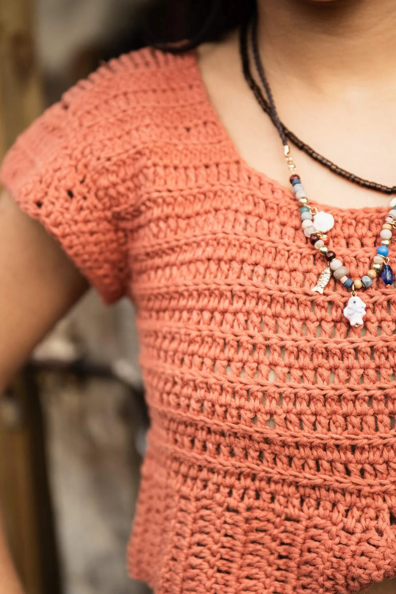 Chickadee Crop Tee (Crochet) by Lion Brand Yarn