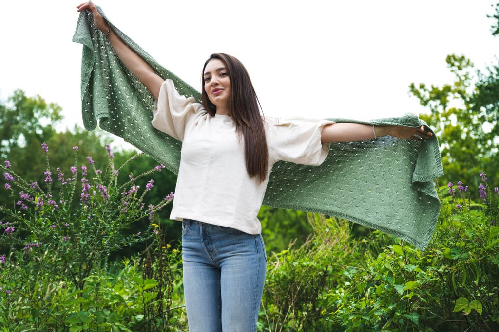 Simple Eyelet Shawl (Knit) by Lion Brand Yarn