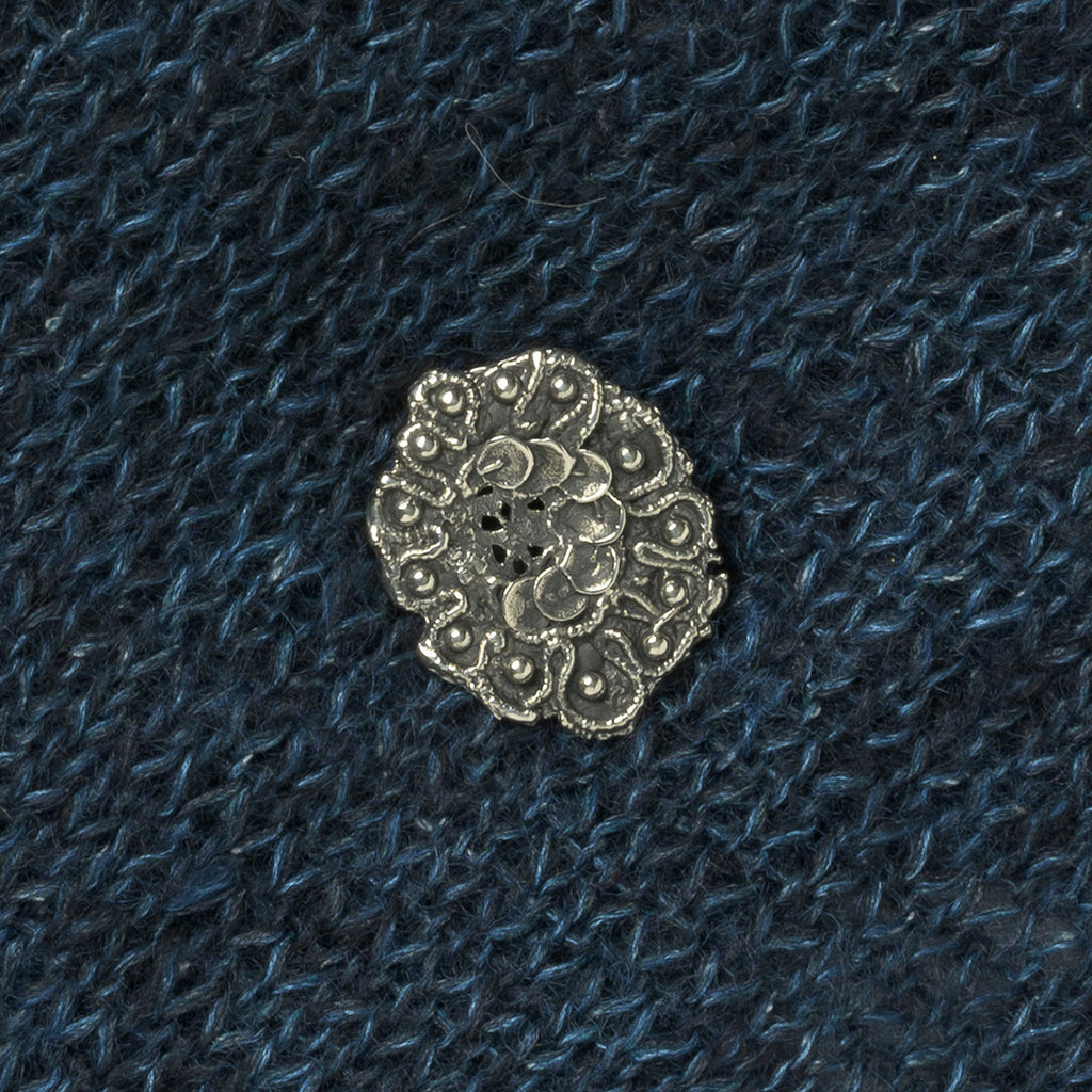 JUL Designs Sequined Lace Stud Button, White Brass