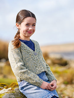 Bonnie Girls Cropped Cable Cardigan by Sarah Hatton