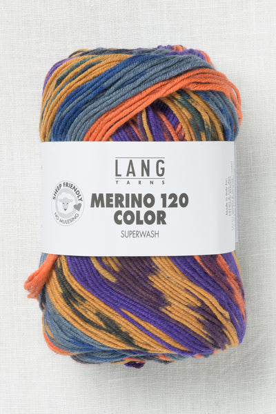 Lang Yarns Merino 120 Color 5 Violet Orange Ochre Dove