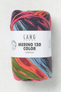 Lang Yarns Merino 120 Color 3 Green Pink Blue Grey