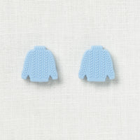 Fox & Pine Stitch Stoppers, Light Blue Cable Sweater