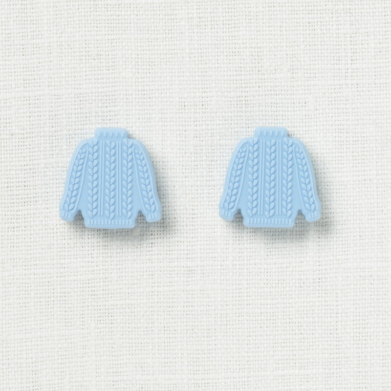 Fox & Pine Stitch Stoppers, Light Blue Cable Sweater