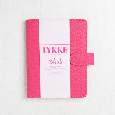 Lykke Blush 6" Double Point Needle Set, US 0-5, Fuchsia Basketweave Case
