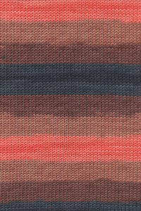 Lang Yarns Merino Plus Color 128 Salmon Blue Marine Brown swatch