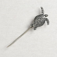 JUL Designs Filigree Sea Turtle Shawl Stick, White Brass