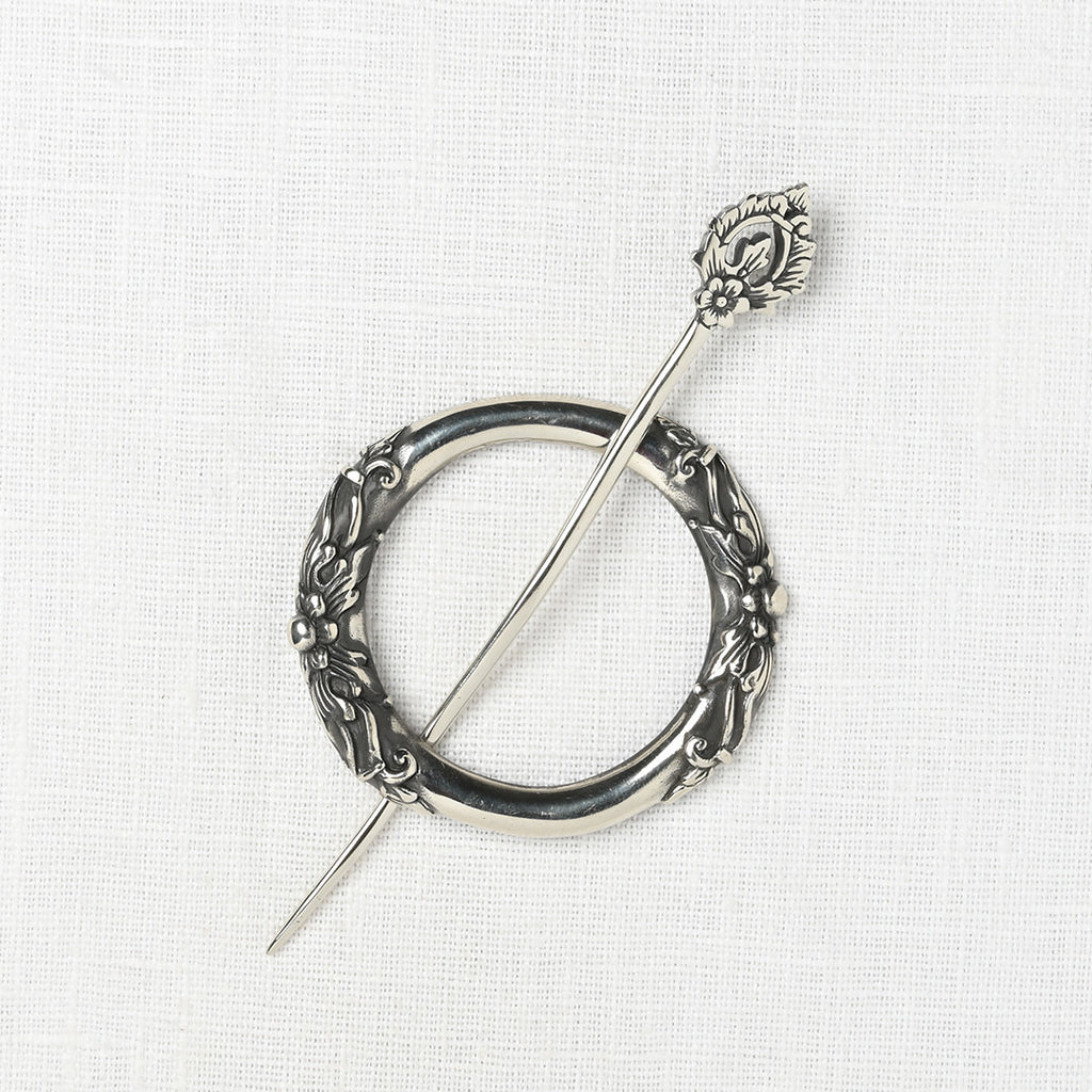 JUL Designs Third Eye Chakra Shawl Pin, White Brass