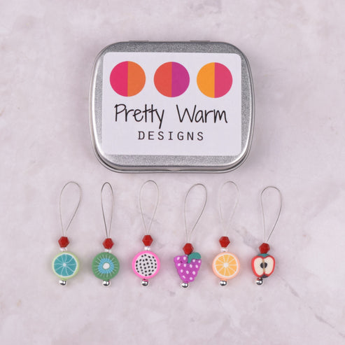 Pretty Warm Designs Assorted Fruit Bead Stitch Markers, 6 ct.