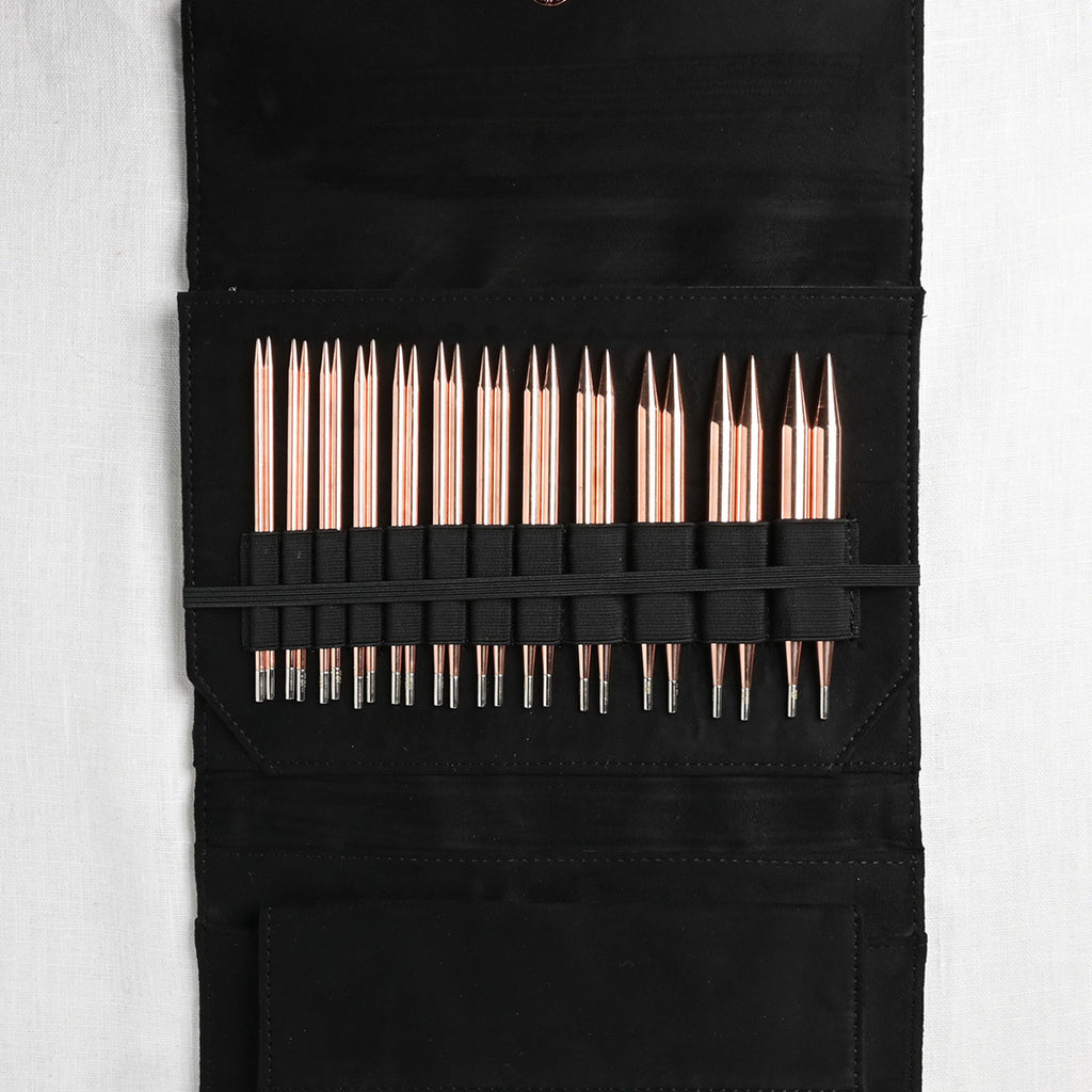 Lykke Cypra Copper 5" Interchangeable Circular Needle Set, Black Vegan Suede Case