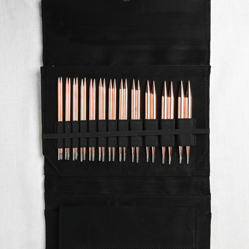 Lykke Cypra Copper 5" Interchangeable Circular Needle Set, Black Vegan Suede Case