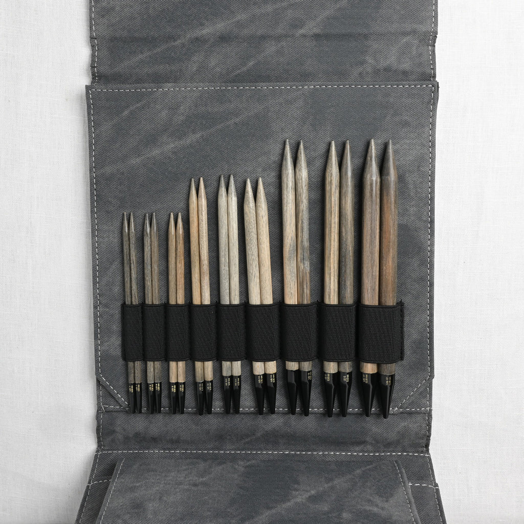 Lykke Driftwood Long Interchangeable Circular Needle Set, Grey Denim Case