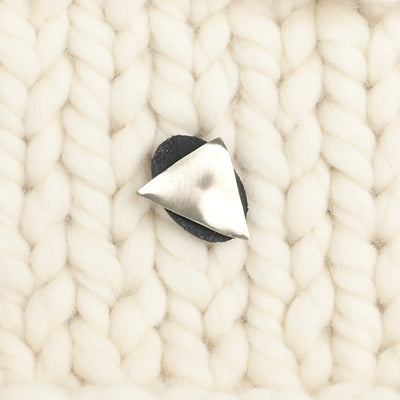 JUL Designs Midcentury Modern Triangle Stud-Button, White Brass & Leather