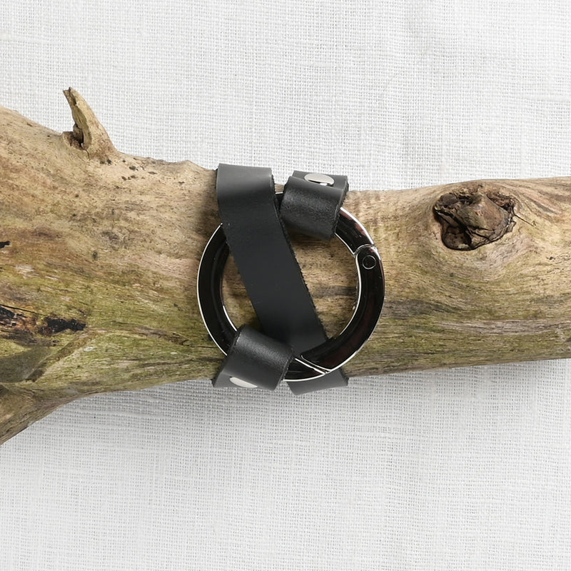 JUL Designs Round Ring Shawl Cuff, Black w/ Nickel Hardware