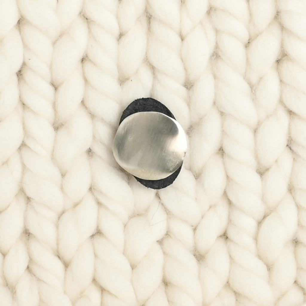 JUL Designs Midcentury Modern Circle Stud-Button, White Brass & Leather