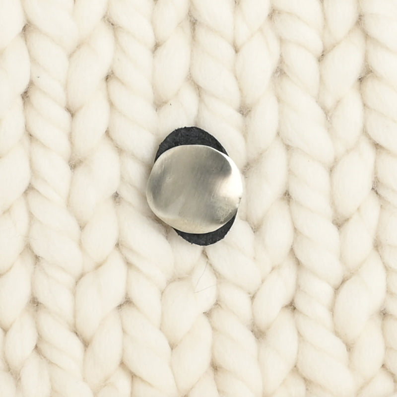 JUL Designs Midcentury Modern Circle Stud-Button, White Brass & Leather