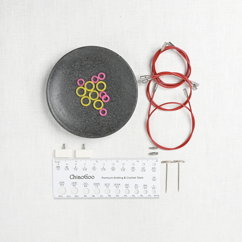 ChiaoGoo TWIST Red Lace Small Interchangeable Needle Set 4" (10cm), US 2-8 (2.75-5mm)