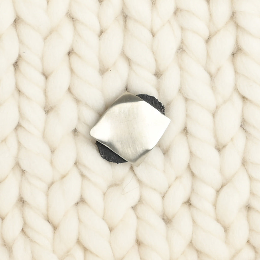 JUL Designs Midcentury Modern Square Stud-Button, White Brass & Leather