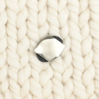 JUL Designs Midcentury Modern Square Stud-Button, White Brass & Leather