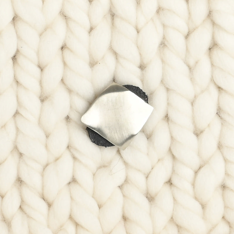 JUL Designs Midcentury Modern Square Stud-Button, White Brass & Leather