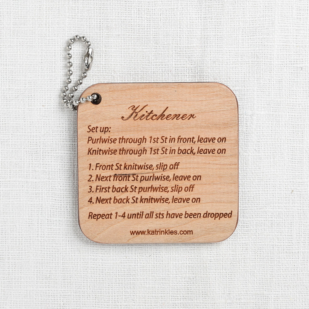 Katrinkles Wood Kitchener Stitch Instruction Fob
